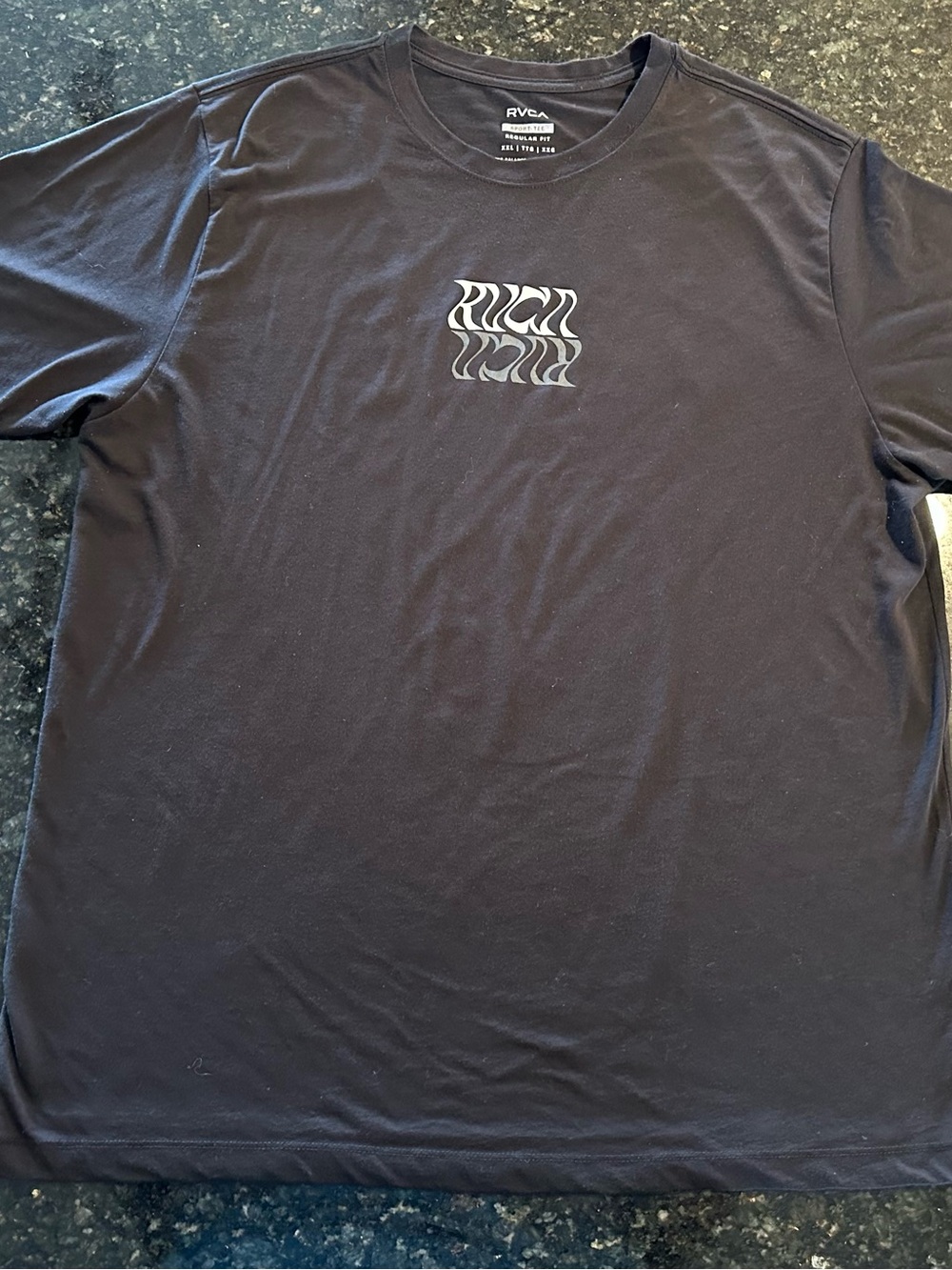 RVCA Black Short Sleeve Crew with Wavy Chest Graphic